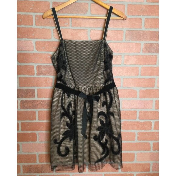 ASOS Embroidered Mesh Overlay Bustier Dress Black Whimsigoth Fairygrunge 12